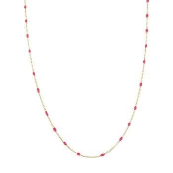 Rozenkrans rood staal gouden ketting