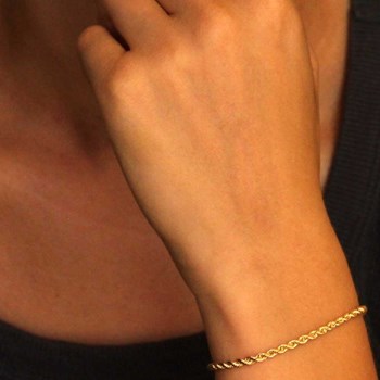 Bracelet Argent 925/000 Doré - Maille Corde 3mm