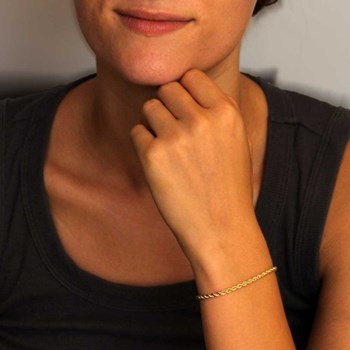 Bracelet Argent 925/000 Doré - Maille Corde 3mm