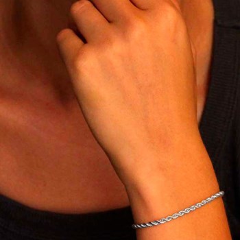 Bracelet Argent 925/000 Rhodié - Maille Corde 3mm