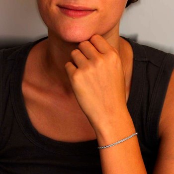 Bracelet Argent 925/000 Rhodié - Maille Corde 3mm