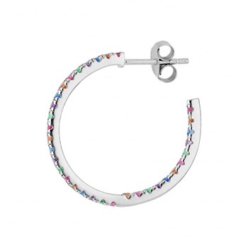 Boucles d'oreilles femme créoles - Argent et oxydes multicolores