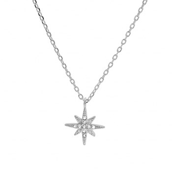 Collier femme étoile polaire - Argent et oxydes blanc