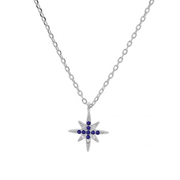 Collier femme étoile polaire - Argent et oxydes bleu