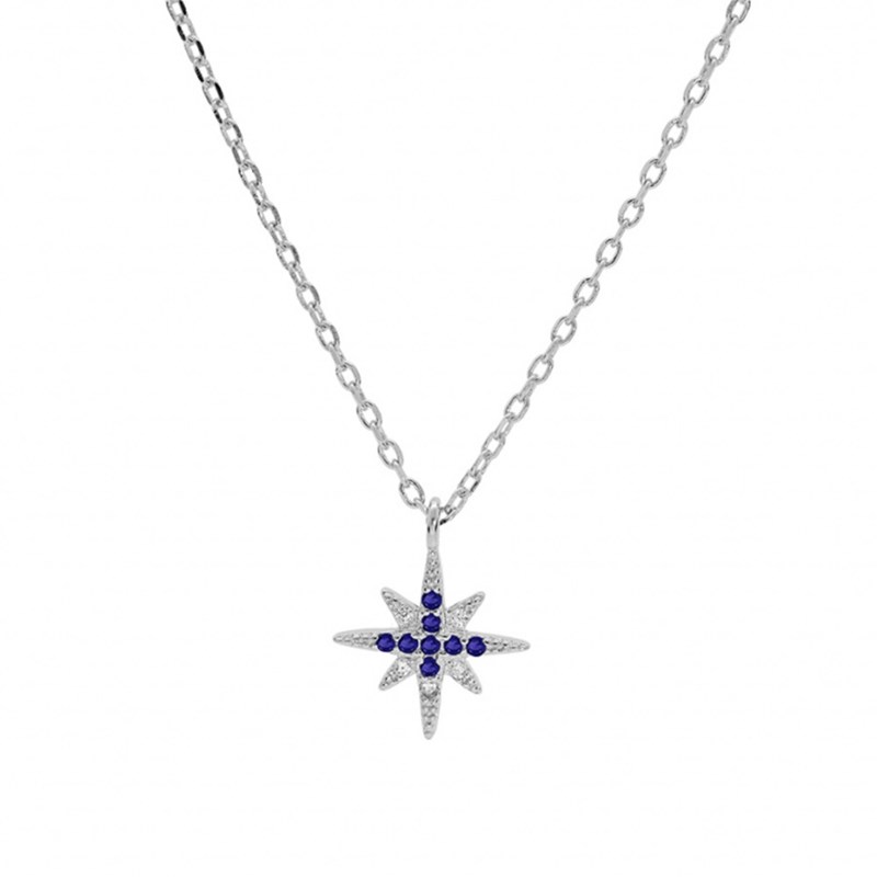 Collier femme étoile polaire - Argent et oxydes bleu - vue 2