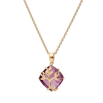 Woman's tree of life and purple oxide necklace - Gold-plated
