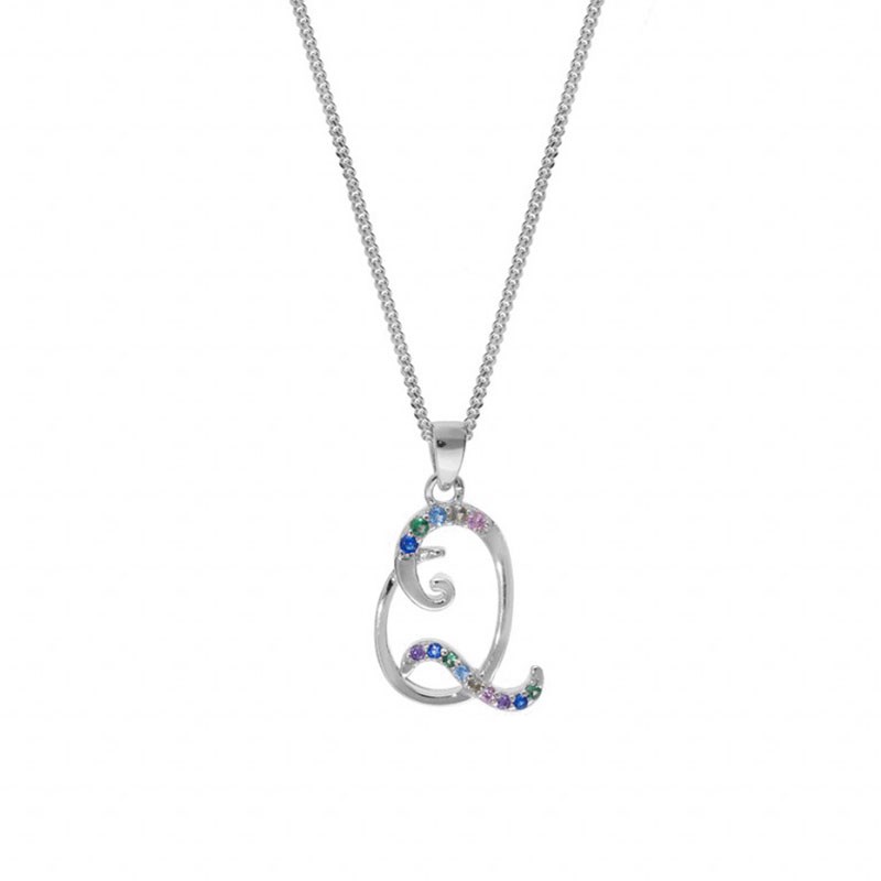 Collier femme Initiale lettre Q - Argent et oxydes multicolores - vue 2