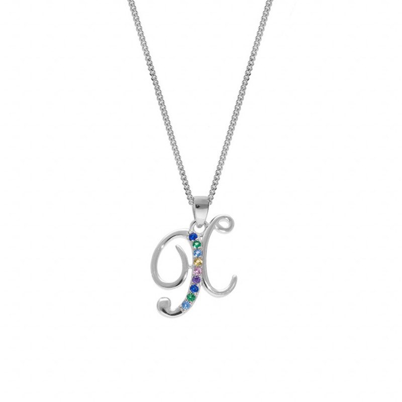 Collier femme Initiale lettre X - Argent et oxydes multicolores - vue 2