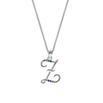 Collier femme Initiale lettre Z - Argent et oxydes multicolores