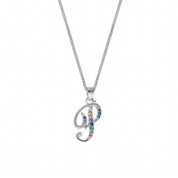 Collier femme Initiale lettre P - Argent et oxydes multicolores