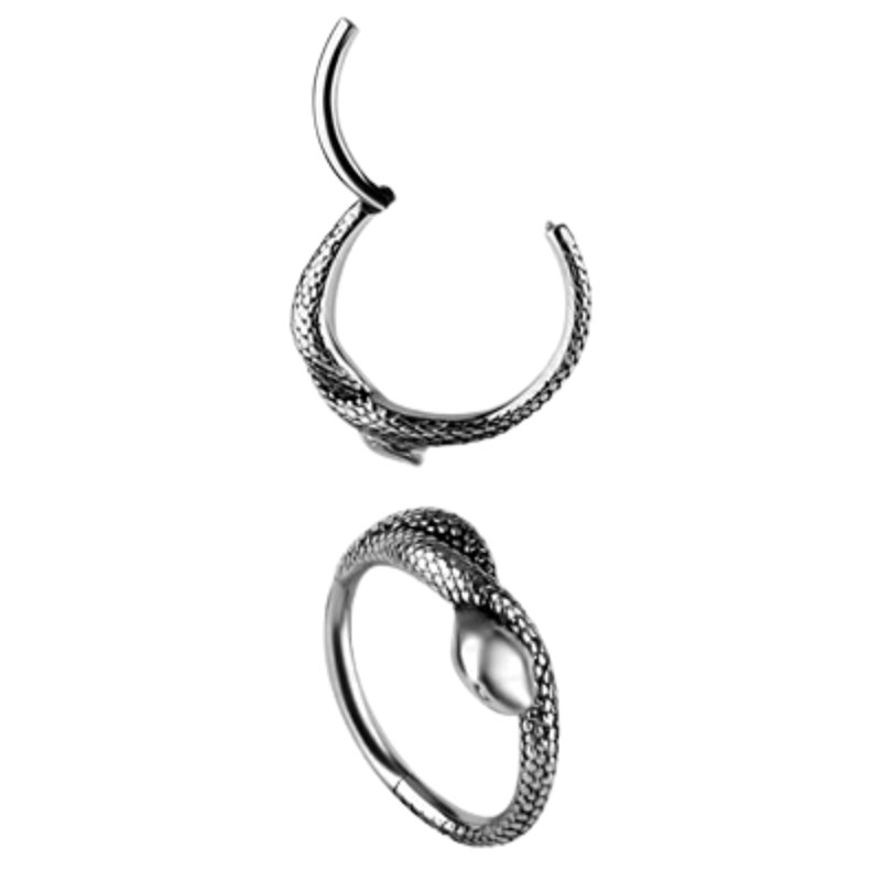 Piercing conch serpent acier chirurgical 8mm - vue 2