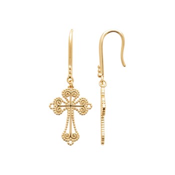 Cross earrings Gold-plated 750 3 microns