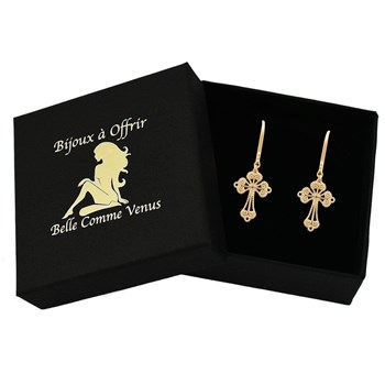 Cross earrings Gold-plated 750 3 microns