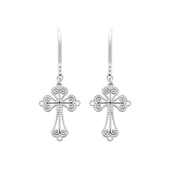Cross earrings 925 Rhodium silver