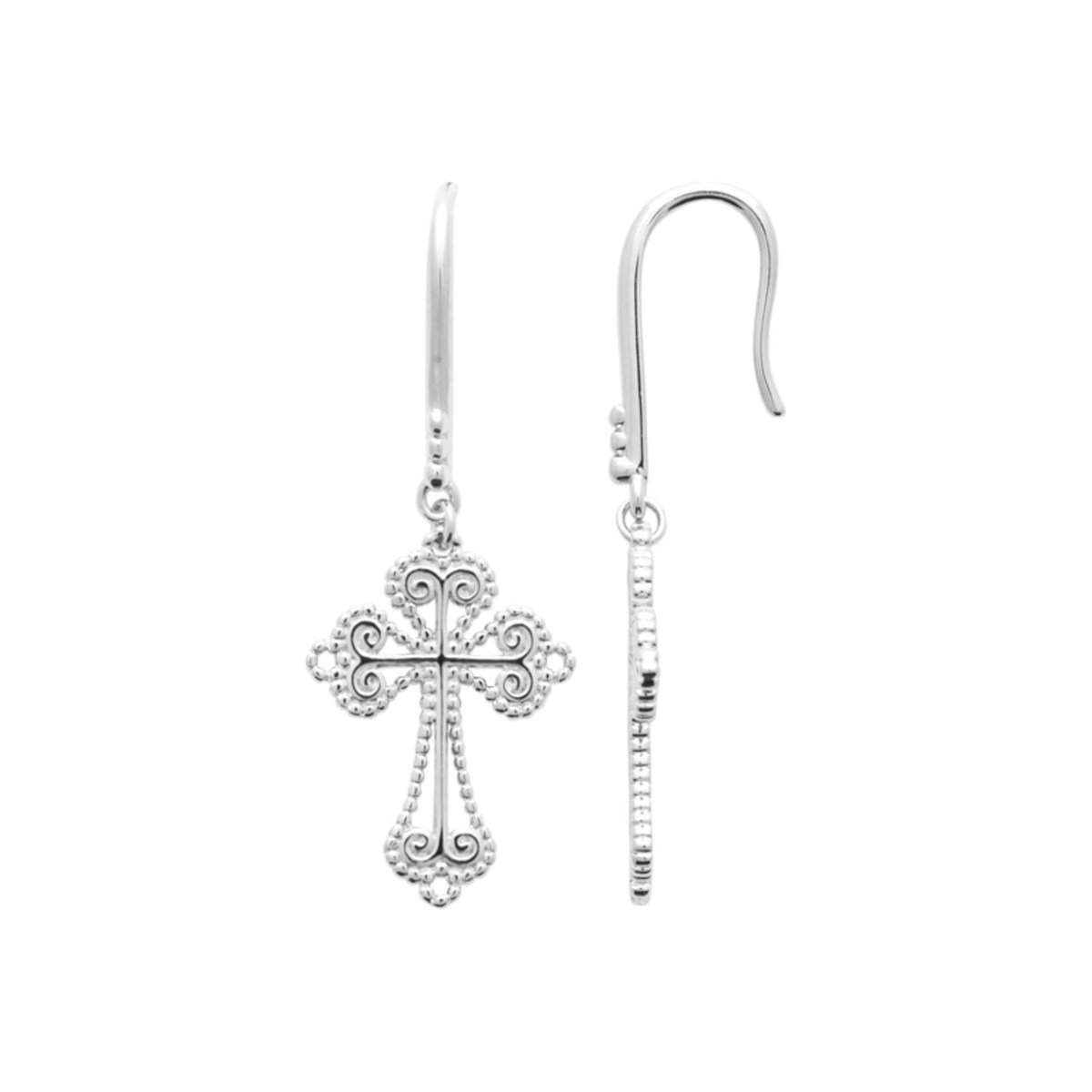 Boucles d'oreilles croix tréflée Argent 925 Rhodié - vue 2
