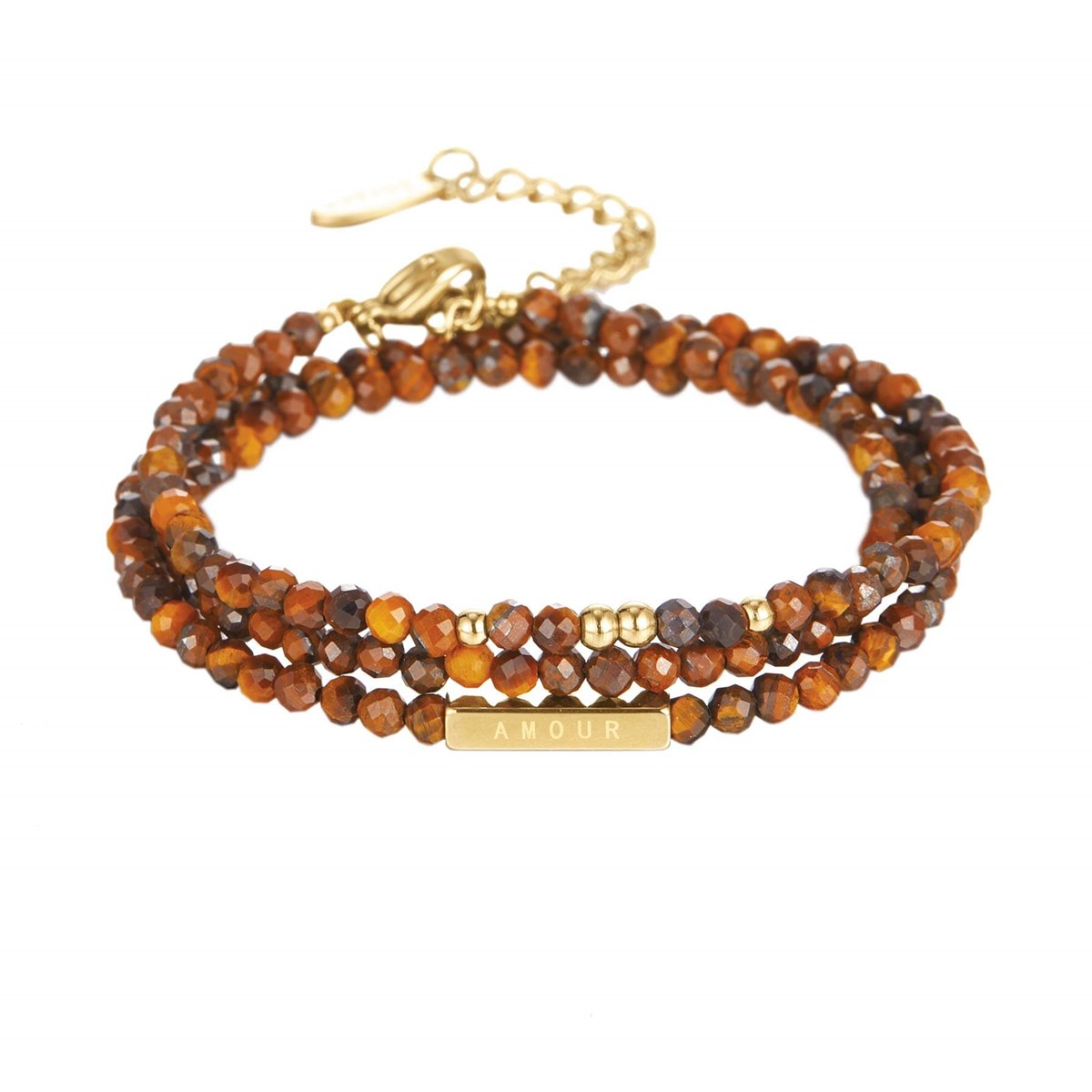 Bracelet 3 rangs Amour OEil de tigre