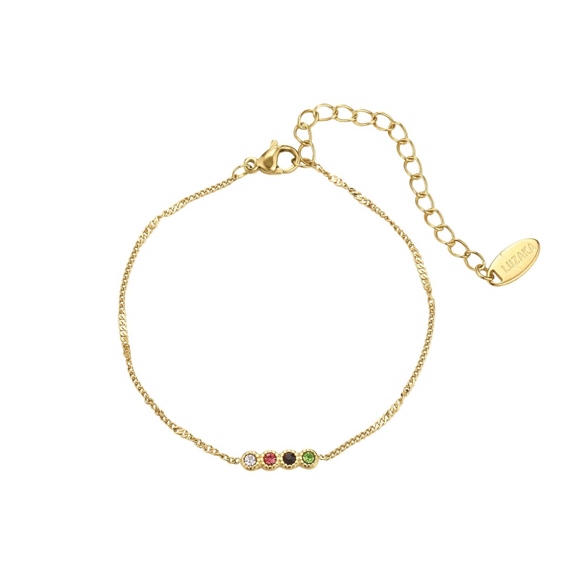 Bracelet zircons multicolores acier doré or