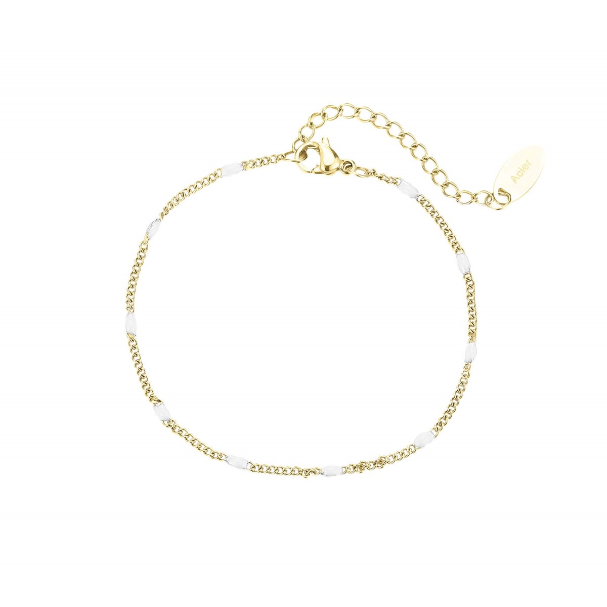 Bracelet Rosaire blanc doré or