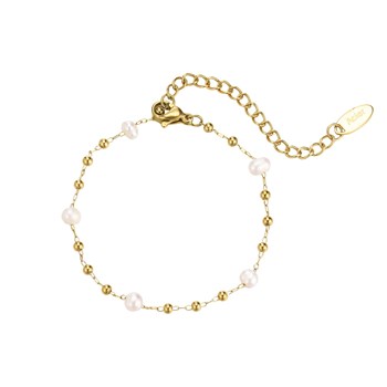 Bracelet Rosaire nacre acier doré or