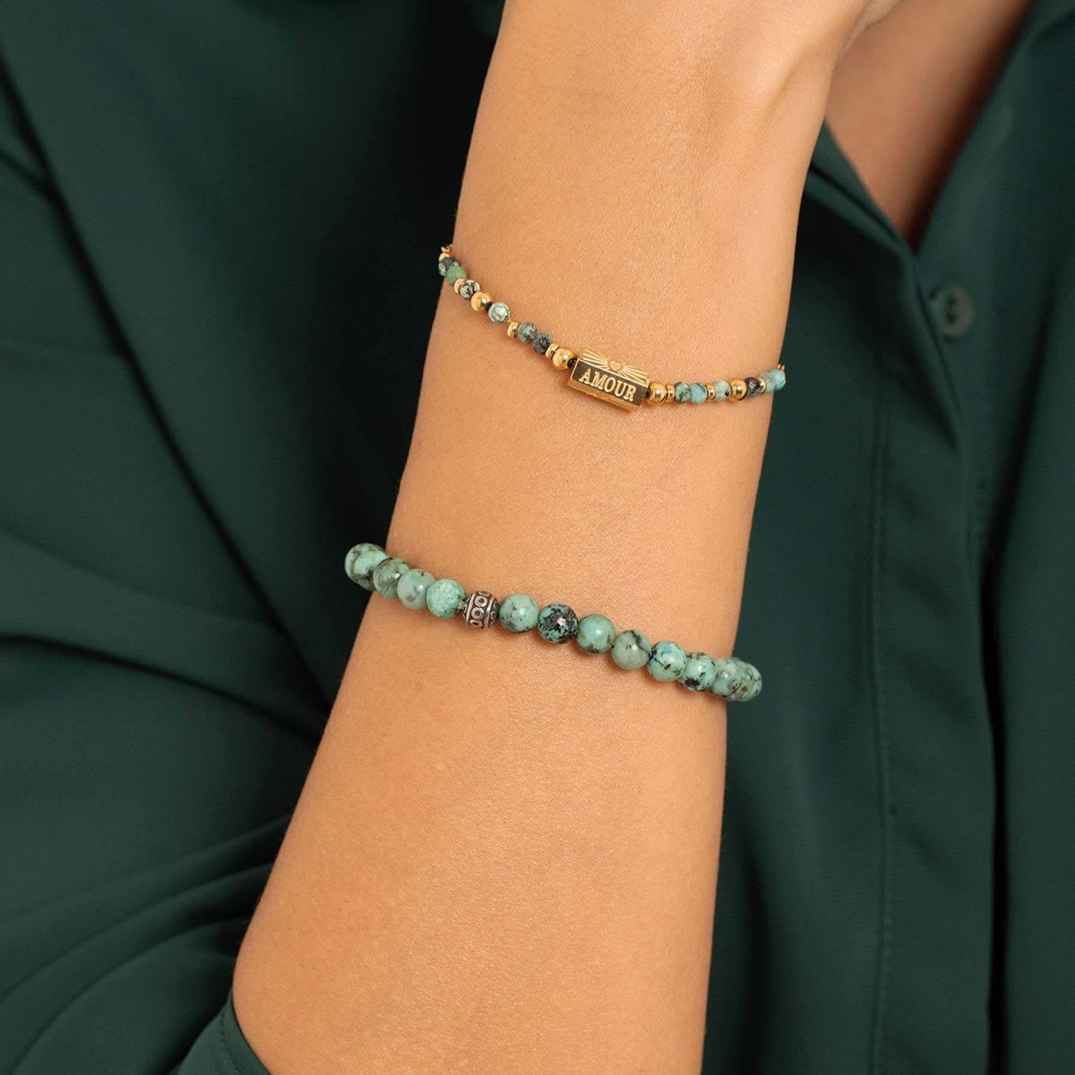 Bracelet pierres Turquoise Africaine - vue 2