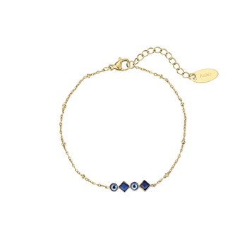 Bracelet Eclat bleu acier doré or