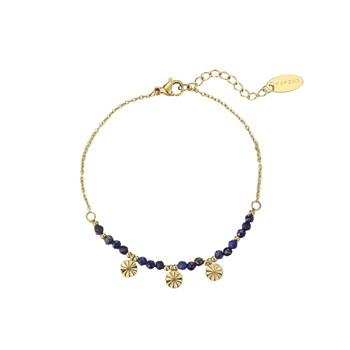 Bracelet Mako Lapis Lazuli acier doré or