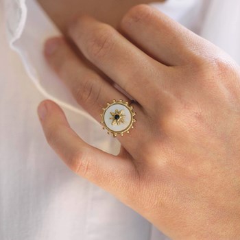 Bague Étoile Nacre acier doré or