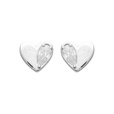 Boucles D Oreilles Petit Coeur Et Goutte D Oxyde De Zirconium Argent