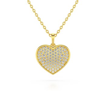 Collier Pendentif Coeur Or Jaune 750 et Diamants Chaine Or incluse 1.862grs