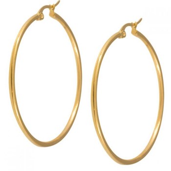 Paire de boucles d'oreille créole dorée or fin 35mm