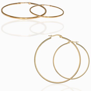 Paire de boucles d'oreille créole dorée or fin 35mm