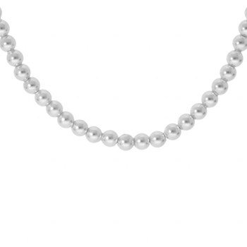 Collier perles blanche imitation 3mm et argent