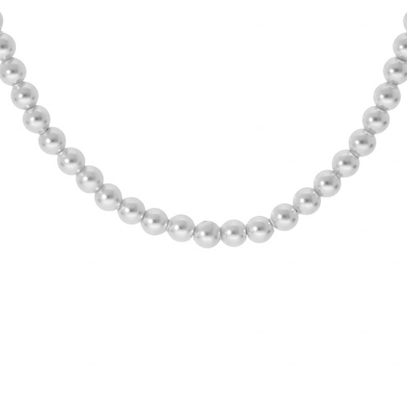 Collier perles blanche imitation 3mm et argent