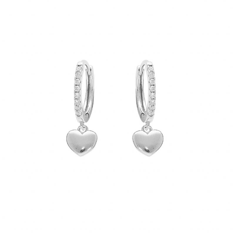 Boucles d'oreilles créoles argent pampille coeur