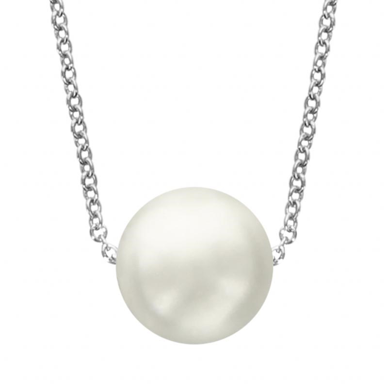 Collier argent et perle synthétique blanche