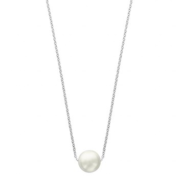 Collier argent et perle synthétique blanche