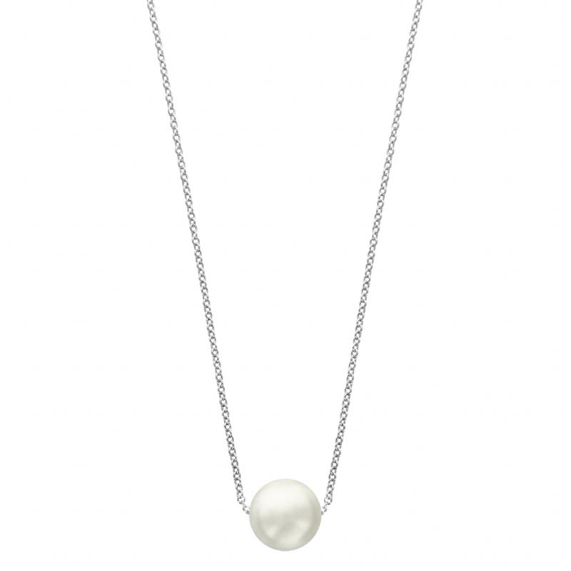 Collier argent et perle synthétique blanche - vue 2