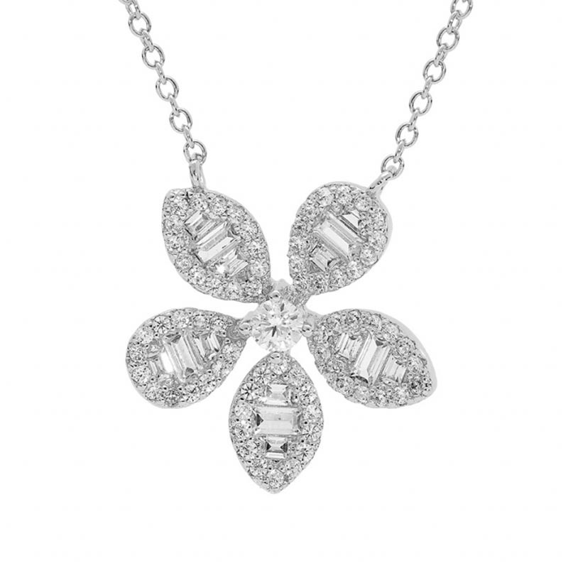 Collier fleur en argent