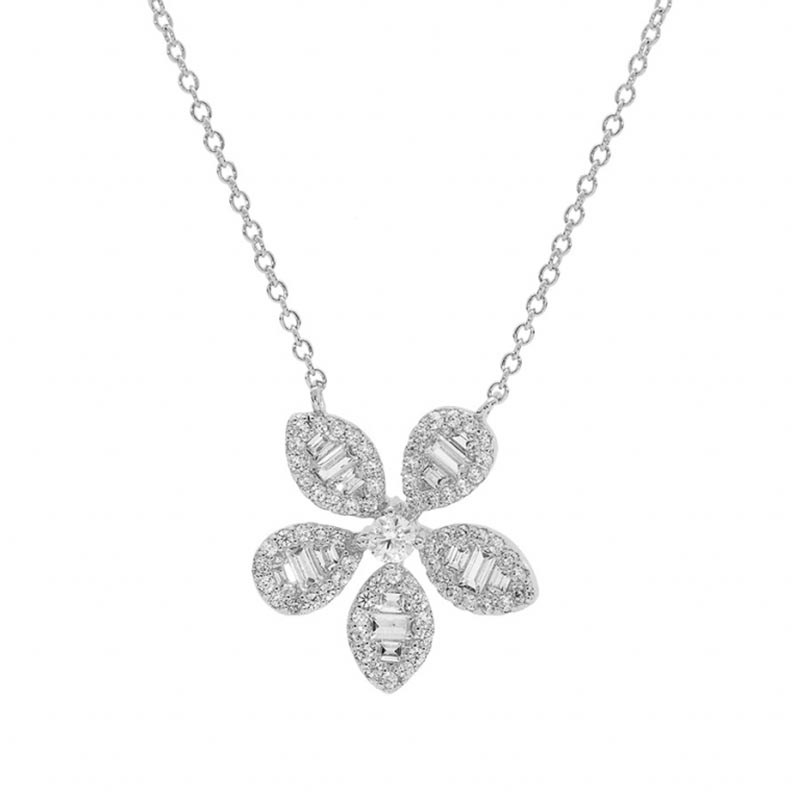 Collier fleur en argent - vue 2