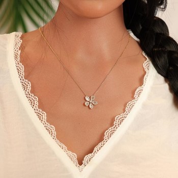 Gold-plated white oxides necklace