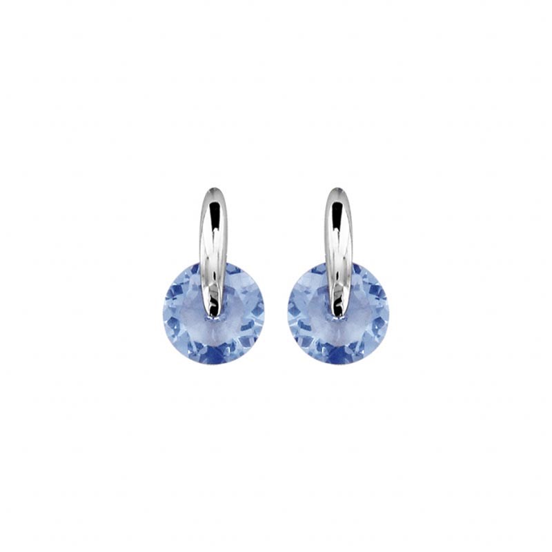 Boucles d'oreilles tige argent et pierre ronde bleue