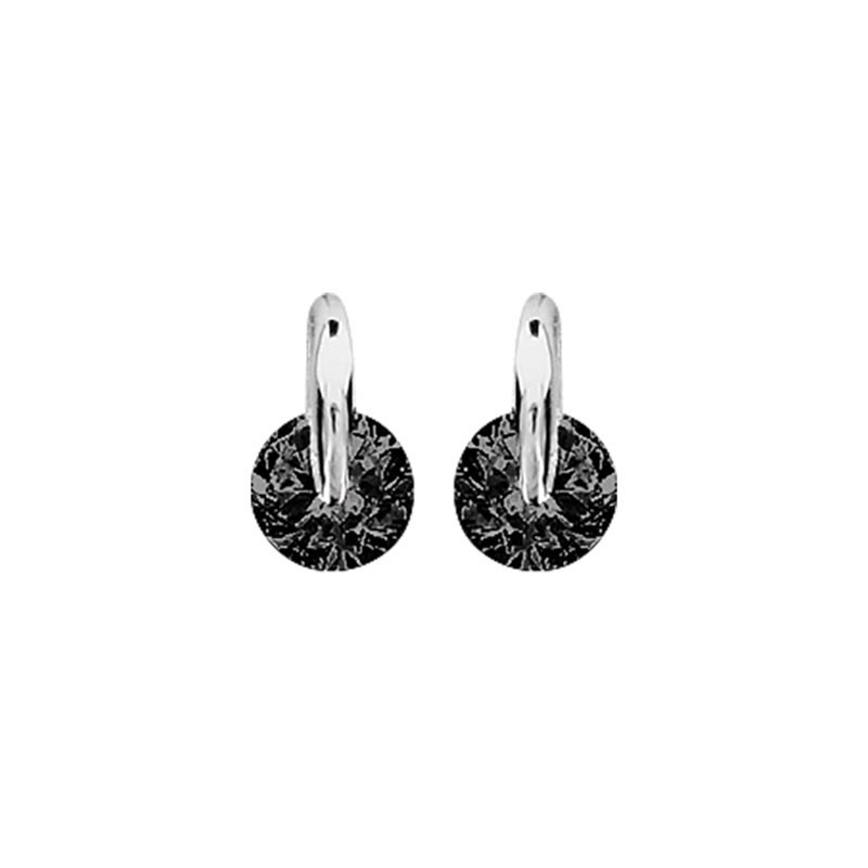 Boucles d'oreilles tige argent et pierre ronde synthétique noire