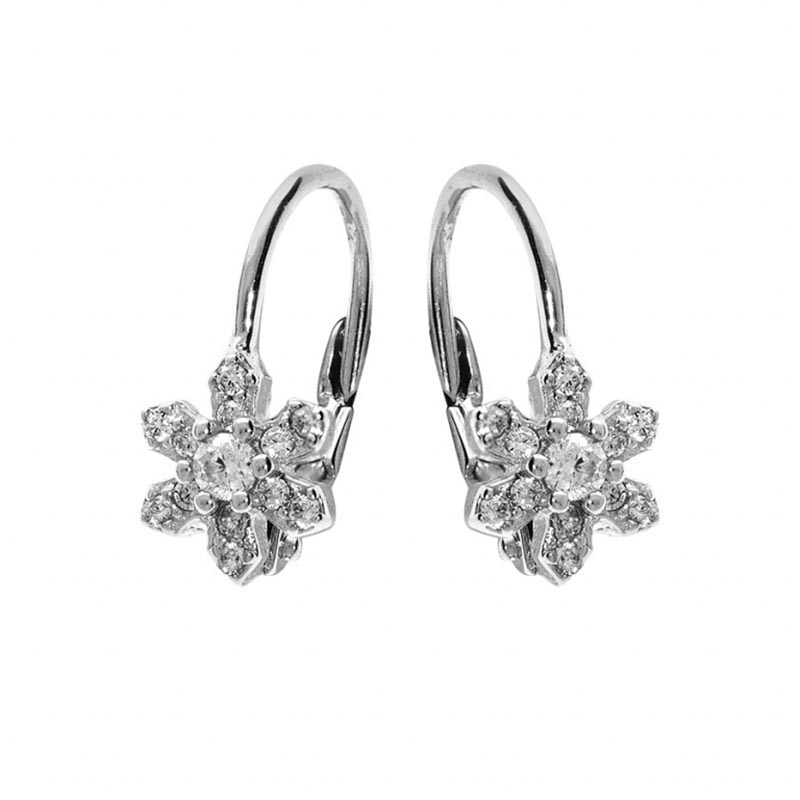 Boucles d'oreilles dormeuse fleur en argent