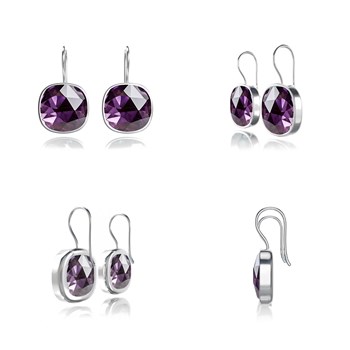 Genuine Amethyst Earrings - 38 Faceted Design, 925 Sterling Silver | Aden Boutique