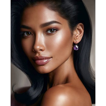 Genuine Amethyst Earrings - 38 Faceted Design, 925 Sterling Silver | Aden Boutique