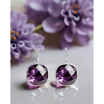 Genuine Amethyst Earrings - 38 Faceted Design, 925 Sterling Silver | Aden Boutique