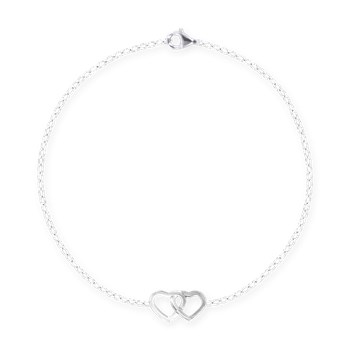 Intertwined hearts bracelet in silver-plated steel