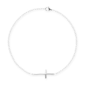 Cross bracelet in silver-plated steel