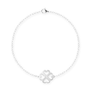 Silver-plated steel cloverleaf bracelet