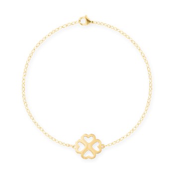 Yellow-plated steel cloverleaf bracelet